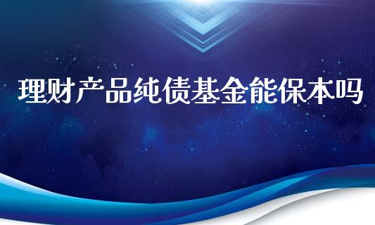理财产品纯债基金能保本吗_https://www.fsyjjx.cn_理财资讯_第1张