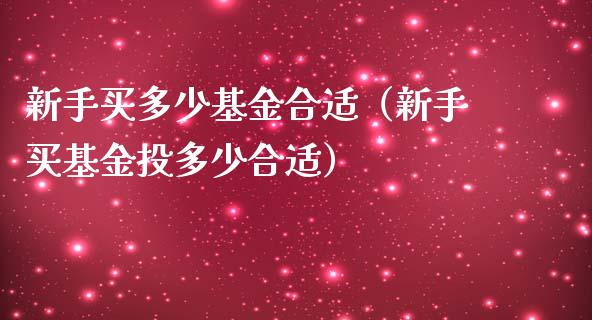 新手买多少基金合适（新手买基金投多少合适）_https://www.fsyjjx.cn_问财精选_第1张