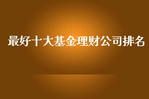最好十大基金理财公司排名_https://www.fsyjjx.cn_理财资讯_第1张