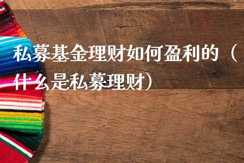 私募基金理财如何盈利的（什么是私募理财）_https://www.fsyjjx.cn_理财资讯_第1张