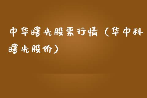 中华曙光股票行情（华中科曙光股价）_https://www.fsyjjx.cn_股指期货_第1张