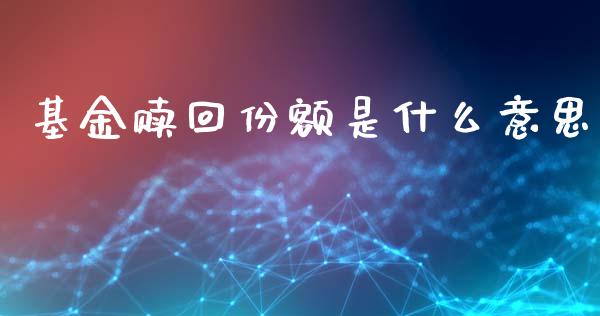 基金赎回份额是什么意思_https://www.fsyjjx.cn_期货研报_第1张