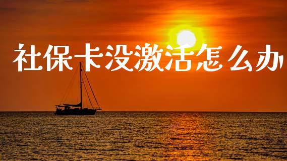 社保卡没激活怎么办_https://www.fsyjjx.cn_股指期货_第1张