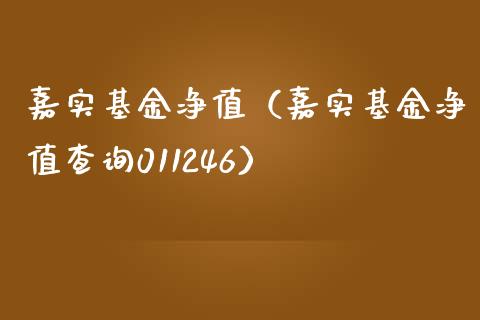 嘉实基金净值（嘉实基金净值查询011246）_https://www.fsyjjx.cn_理财资讯_第1张