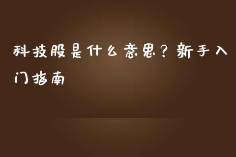 科技股是什么意思？新手入门指南_https://www.fsyjjx.cn_期货资讯_第1张
