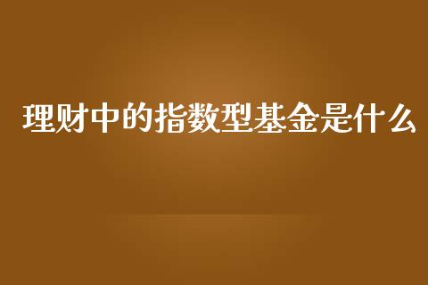 理财中的指数型基金是什么_https://www.fsyjjx.cn_问财精选_第1张
