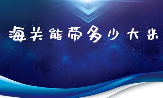 海关能带多少大米_https://www.fsyjjx.cn_期货研报_第1张
