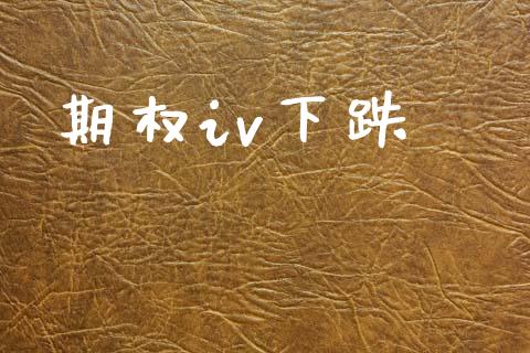 期权iv下跌_https://www.fsyjjx.cn_问财精选_第1张