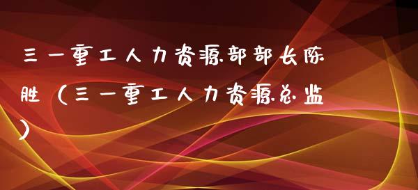 三一重工人力资源部部长陈胜（三一重工人力资源总监）_https://www.fsyjjx.cn_股市分析_第1张