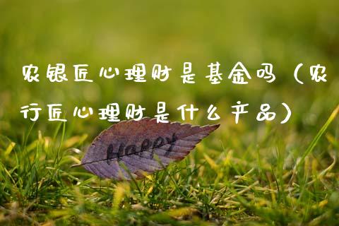 农银匠心理财是基金吗（农行匠心理财是什么产品）_https://www.fsyjjx.cn_问财精选_第1张