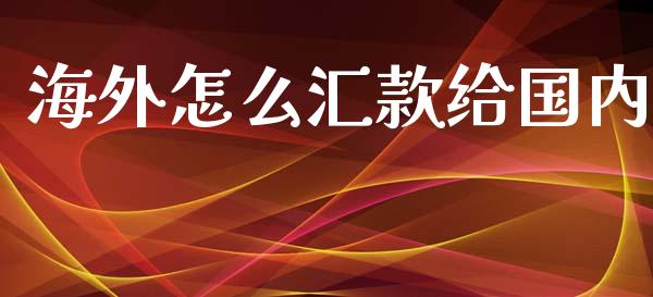 海外怎么汇款给国内_https://www.fsyjjx.cn_期货在线_第1张