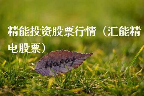 精能投资股票行情（汇能精电股票）_https://www.fsyjjx.cn_股指期货_第1张