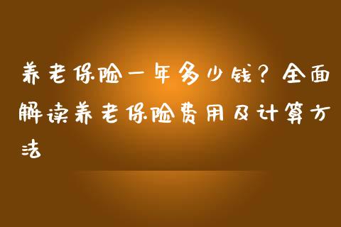 养老保险一年多少钱？全面解读养老保险费用及计算方法_https://www.fsyjjx.cn_股市分析_第1张