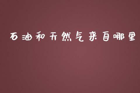 石油和天然气来自哪里_https://www.fsyjjx.cn_期货资讯_第1张