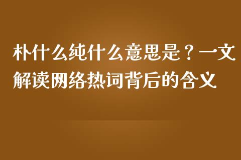 朴什么纯什么意思是？一文解读网络热词背后的含义_https://www.fsyjjx.cn_股票指导_第1张