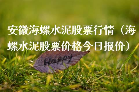 安徽海螺水泥股票行情（海螺水泥股票价格今日报价）_https://www.fsyjjx.cn_股票指导_第1张