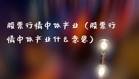 股票行情中体产业（股票行情中体产业什么意思）_https://www.fsyjjx.cn_股指期货_第1张