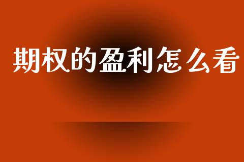 期权的盈利怎么看_https://www.fsyjjx.cn_期货在线_第1张