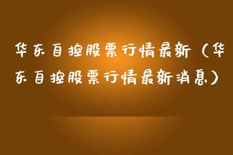 华东自控股票行情最新（华东自控股票行情最新消息）_https://www.fsyjjx.cn_股票指导_第1张