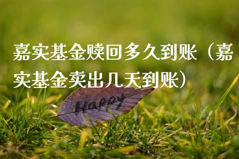 嘉实基金赎回多久到账（嘉实基金卖出几天到账）_https://www.fsyjjx.cn_理财资讯_第1张