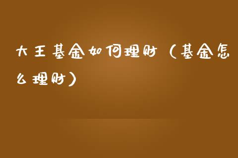 大王基金如何理财（基金怎么理财）_https://www.fsyjjx.cn_理财资讯_第1张