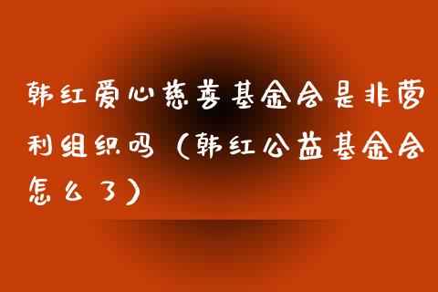 韩红爱心慈善基金会是非营利组织吗（韩红公益基金会怎么了）_https://www.fsyjjx.cn_问财精选_第1张