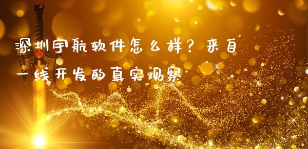 深圳宇航软件怎么样？来自一线开发的真实观察_https://www.fsyjjx.cn_股市分析_第1张