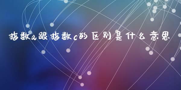 指数a跟指数c的区别是什么意思_https://www.fsyjjx.cn_期货研报_第1张
