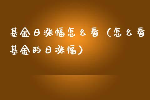 基金日涨幅怎么看（怎么看基金的日涨幅）_https://www.fsyjjx.cn_问财精选_第1张