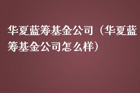 华夏蓝筹基金公司（华夏蓝筹基金公司怎么样）_https://www.fsyjjx.cn_问财精选_第1张