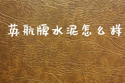 英航牌水泥怎么样_https://www.fsyjjx.cn_问财精选_第1张