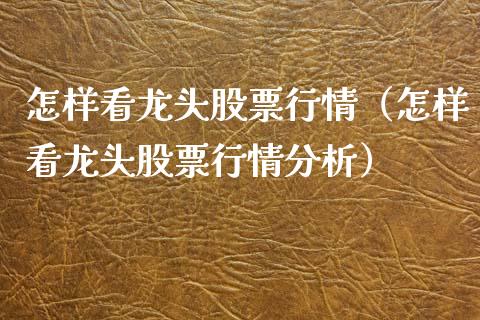 怎样看龙头股票行情（怎样看龙头股票行情分析）_https://www.fsyjjx.cn_股票指导_第1张
