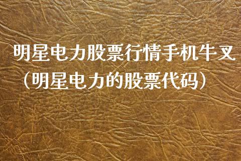 明星电力股票行情手机牛叉（明星电力的股票代码）_https://www.fsyjjx.cn_股指期货_第1张
