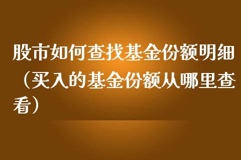 股市如何查找基金份额明细（买入的基金份额从哪里查看）_https://www.fsyjjx.cn_问财精选_第1张