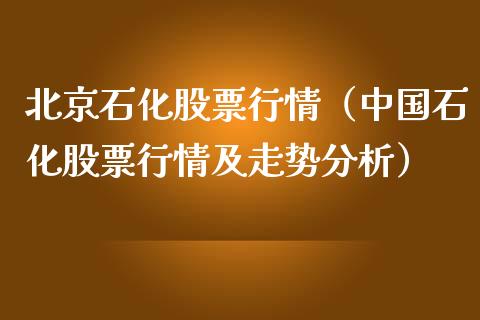 北京石化股票行情（中国石化股票行情及走势分析）_https://www.fsyjjx.cn_股市分析_第1张