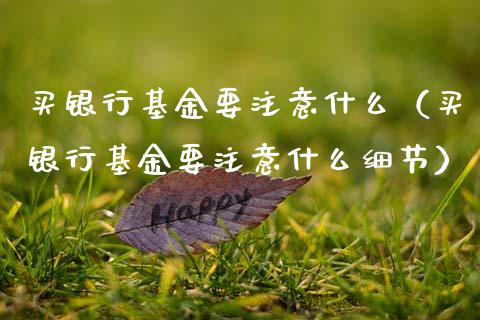 买银行基金要注意什么（买银行基金要注意什么细节）_https://www.fsyjjx.cn_问财精选_第1张