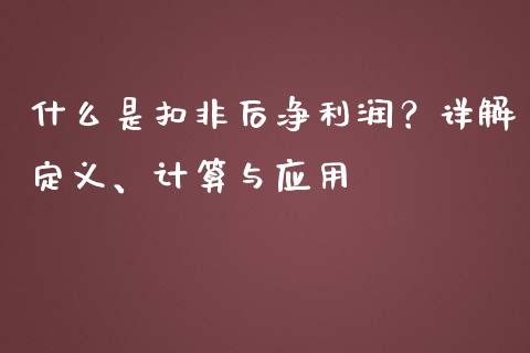 什么是扣非后净利润？详解定义、计算与应用_https://www.fsyjjx.cn_股票指导_第1张