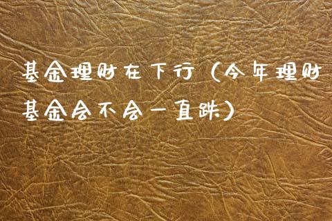 基金理财在下行（今年理财基金会不会一直跌）_https://www.fsyjjx.cn_理财资讯_第1张