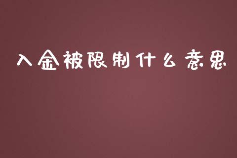 入金被限制什么意思_https://www.fsyjjx.cn_问财精选_第1张