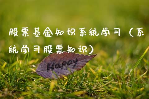 股票基金知识系统学习（系统学习股票知识）_https://www.fsyjjx.cn_理财资讯_第1张