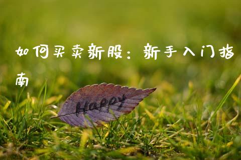 如何买卖新股：新手入门指南_https://www.fsyjjx.cn_期货在线_第1张