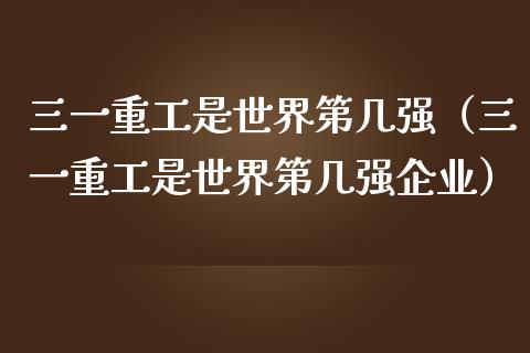 三一重工是世界第几强（三一重工是世界第几强企业）_https://www.fsyjjx.cn_股指期货_第1张