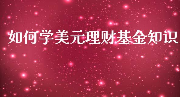 如何学美元理财基金知识_https://www.fsyjjx.cn_问财精选_第1张