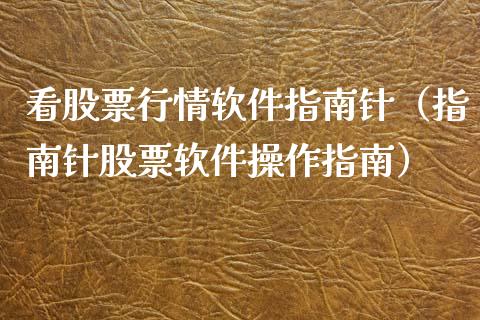 看股票行情软件指南针（指南针股票软件操作指南）_https://www.fsyjjx.cn_股票指导_第1张