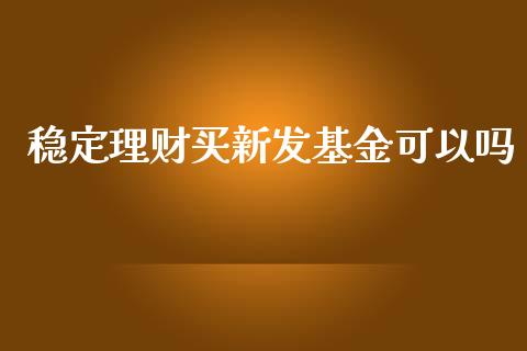 稳定理财买新发基金可以吗_https://www.fsyjjx.cn_理财资讯_第1张