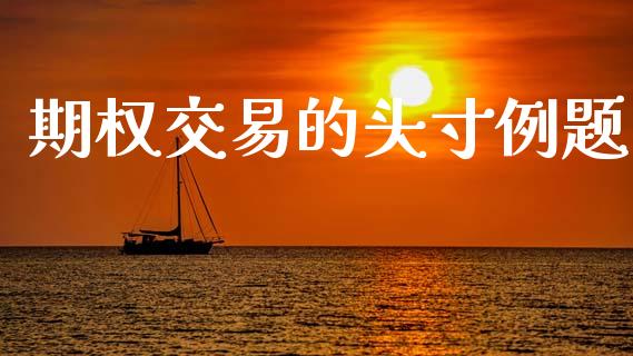 期权交易的头寸例题_https://www.fsyjjx.cn_股票指导_第1张