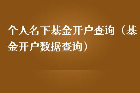 个人名下基金开户查询（基金开户数据查询）_https://www.fsyjjx.cn_理财资讯_第1张