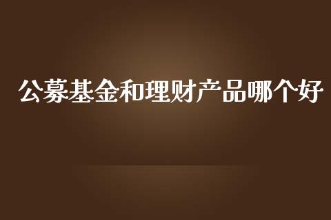 公募基金和理财产品哪个好_https://www.fsyjjx.cn_问财精选_第1张