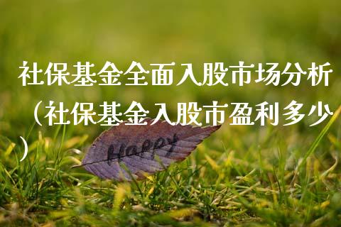 社保基金全面入股市场分析（社保基金入股市盈利多少）_https://www.fsyjjx.cn_理财资讯_第1张