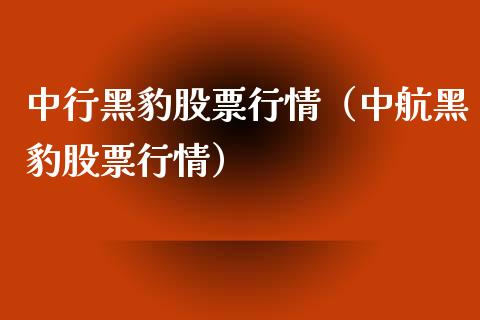 中行黑豹股票行情（中航黑豹股票行情）_https://www.fsyjjx.cn_股指期货_第1张